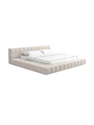 Design Polsterbett „Caspa“ mit Ablagefach, Webstoff Beige Strukturstoff Beige BLOOMINGLOFT Collection