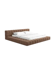 Design Polsterbett „Caspa“ mit Ablagefach, Webstoff Braun Strukturstoff Braun BLOOMINGLOFT Collection