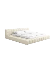 Design Polsterbett „Caspa“ mit Ablagefach, Webstoff Cream Strukturstoff Cream BLOOMINGLOFT Collection