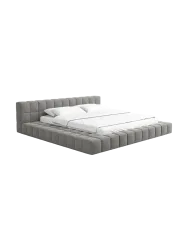 Design Polsterbett „Caspa“ mit Ablagefach, Webstoff Grau Strukturstoff Grau BLOOMINGLOFT Collection