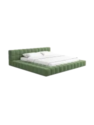 Design Polsterbett „Caspa“ mit Ablagefach, Webstoff Grün Strukturstoff Grün BLOOMINGLOFT Collection