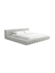 Design Polsterbett „Caspa“ mit Ablagefach, Webstoff Hellgrau Strukturstoff Hellgrau BLOOMINGLOFT Collection