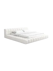 Design Polsterbett „Caspa“ mit Ablagefach, Webstoff Weiss Strukturstoff Weiss BLOOMINGLOFT Collection