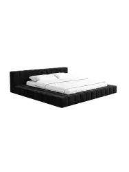 Design Polsterbett „Caspa“ mit Ablagefach, Samt Schwarz BLOOMINGLOFT Collection