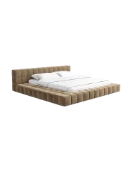 Design Polsterbett „Caspa“ mit Ablagefach, Samt Braun BLOOMINGLOFT Collection
