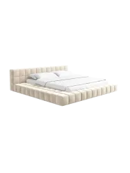 Design Polsterbett „Caspa“ mit Ablagefach, Samt Cream BLOOMINGLOFT Collection