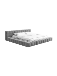 Design Polsterbett „Caspa“ mit Ablagefach, Samt Grau BLOOMINGLOFT Collection