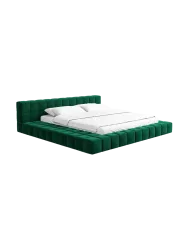 Design Polsterbett „Caspa“ mit Ablagefach, Samt Grün BLOOMINGLOFT Collection