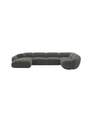 6-Sitzer Design Panorama-Sofa „Cosmo XL“, Cordsamt Cordsamt Dunkelgrau BLOOMINGLOFT Collection