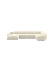 6-Sitzer Design Panorama-Sofa „Cosmo XL“, Cordsamt Cordsamt Beige hell BLOOMINGLOFT Collection