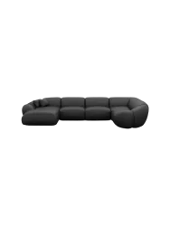 6-Sitzer Design Echtleder Panorama-Sofa „Cosmo XL“ Echtleder Schwarz BLOOMINGLOFT Collection