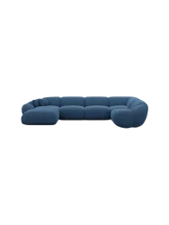 6-Sitzer Design Panorama-Sofa „Cosmo XL“ mit Strukturstoff-Bezug Strukturstoff Dunkelblau BLOOMINGLOFT Collection
