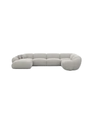 6-Sitzer Design Panorama-Sofa „Cosmo XL“ mit Strukturstoff-Bezug Strukturstoff Hellgrau BLOOMINGLOFT Collection