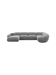 6-Sitzer Design Panorama-Sofa „Cosmo XL“ mit Samtbezug Samtbezug Dunkelgrau BLOOMINGLOFT Collection