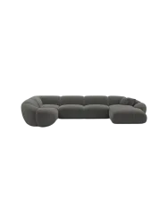 6-Sitzer Design Panorama-Sofa „Cosmo XL“, Cordsamt Cordsamt Dunkelgrau BLOOMINGLOFT Collection