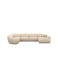 6-Sitzer Design Echtleder Panorama-Sofa „Cosmo XL“ Echtleder Beige BLOOMINGLOFT Collection