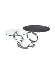 Ausziehbarer, flexibler Design Couchtisch „Eolia Silver“ Akante Design