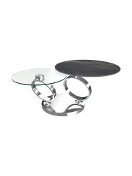 Ausziehbarer, flexibler Design Couchtisch „Eolia Silver“ Akante Design