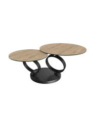 Ausziehbarer, flexibler Design Keramik Couchtisch „Eolia Double Black“ Akante Design