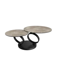 Ausziehbarer, flexibler Design Keramik Couchtisch „Eolia Double Black“ Akante Design