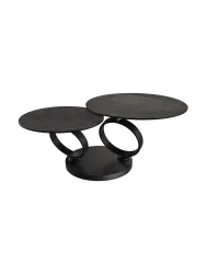 Ausziehbarer, flexibler Design Keramik Couchtisch „Eolia Double Black“ Akante Design