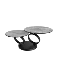 Ausziehbarer, flexibler Design Keramik Couchtisch „Eolia Double Black“ Akante Design