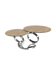 Ausziehbarer, flexibler Design Keramik Couchtisch „Eolia Double Silver“ Akante Design