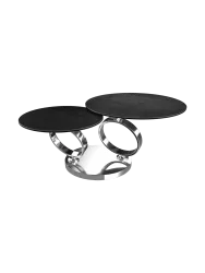 Ausziehbarer, flexibler Design Keramik Couchtisch „Eolia Double Silver“ Akante Design