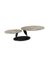 Ausziehbarer, flexibler Design Keramik Couchtisch „Rosa Double“ Akante Design