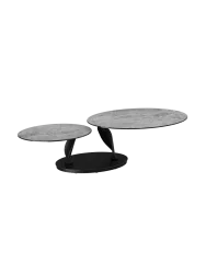 Ausziehbarer, flexibler Design Keramik Couchtisch „Rosa Double“ Akante Design