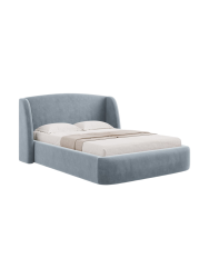Design Polsterbett „Aude“ mit Ablagefach, Samt Hellblau CXL by Christian Lacroix