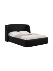 Design Polsterbett „Aude“ mit Ablagefach, Samt Schwarz CXL by Christian Lacroix