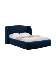 Design Polsterbett „Aude“ mit Ablagefach, Samt Königsblau CXL by Christian Lacroix