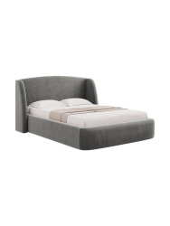 Design Polsterbett „Aude“ mit Ablagefach, Samt Hellgrau CXL by Christian Lacroix