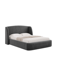 Design Polsterbett „Aude“ mit Ablagefach, Samt Grau CXL by Christian Lacroix