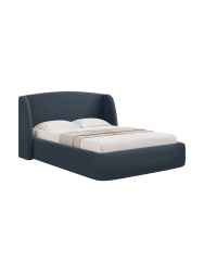 Design Polsterbett „Aude“ mit Ablagefach, Strukturstoff Dunkelblau CXL by Christian Lacroix