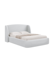 Design Polsterbett „Aude“ mit Ablagefach, Strukturstoff Hellgrau CXL by Christian Lacroix