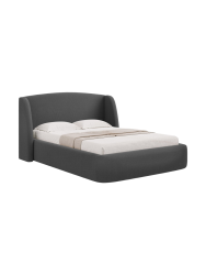 Design Polsterbett „Aude“ mit Ablagefach, Strukturstoff Dunkelgrau CXL by Christian Lacroix
