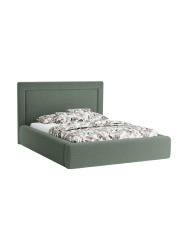 Design Polsterbett „Valerie“ mit Ablagefach, Strukturstoff Moosgrün CXL by Christian Lacroix