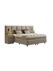 Premium Boxspringbett „Davis“ inkl. Matratze & Topper Beige  140 x 200 cm SCANDIBEDDING