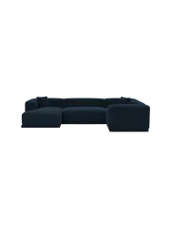 5-Sitzer Design Panorama-Sofa „Dune“, Cordsamt Cordsamt Dunkelblau BLOOMINGLOFT Collection