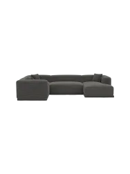 5-Sitzer Design Panorama-Sofa „Dune“, Cordsamt Cordsamt Dunkelgrau BLOOMINGLOFT Collection