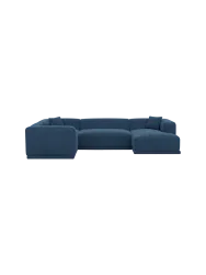 5-Sitzer Design Panorama-Sofa „Dune“ mit Strukturstoff-Bezug Strukturstoff Dunkelblau BLOOMINGLOFT Collection