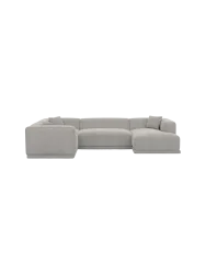 5-Sitzer Design Panorama-Sofa „Dune“ mit Strukturstoff-Bezug Strukturstoff Hellgrau BLOOMINGLOFT Collection
