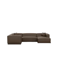 5-Sitzer Design Echtleder Panorama-Sofa „Dune“ Echtleder Dark Brown BLOOMINGLOFT Collection