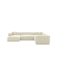 6-Sitzer Design Panorama-Sofa „Dune XXL“, Cordsamt Cordsamt Beige hell BLOOMINGLOFT Collection