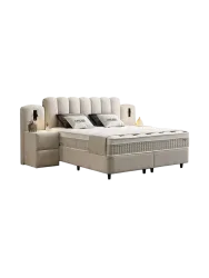 Premium Boxspringbett „Dream“ inkl. Matratze & Topper Beige  180 x 200 cm SCANDIBEDDING