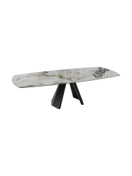 Ausziehbarer Designer Esstisch „Gotham“ aus Keramik, in verschiedenen Grössen Doro glänzend 190-270 x 120 cm Akante Design