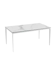 Design Gartentisch „Mallorca“ aus Keramik, Marmor hell / Weiss Akante Design