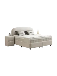 Premium Boxspringbett „Fancy“ inkl. Matratze & Topper Beige  180 x 200 cm SCANDIBEDDING